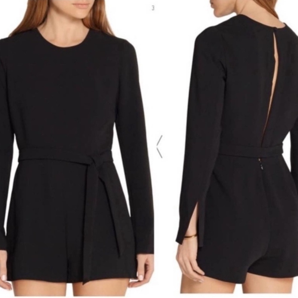 Elizabeth & James Long Sleeve Belted Romper SZ 12 Black